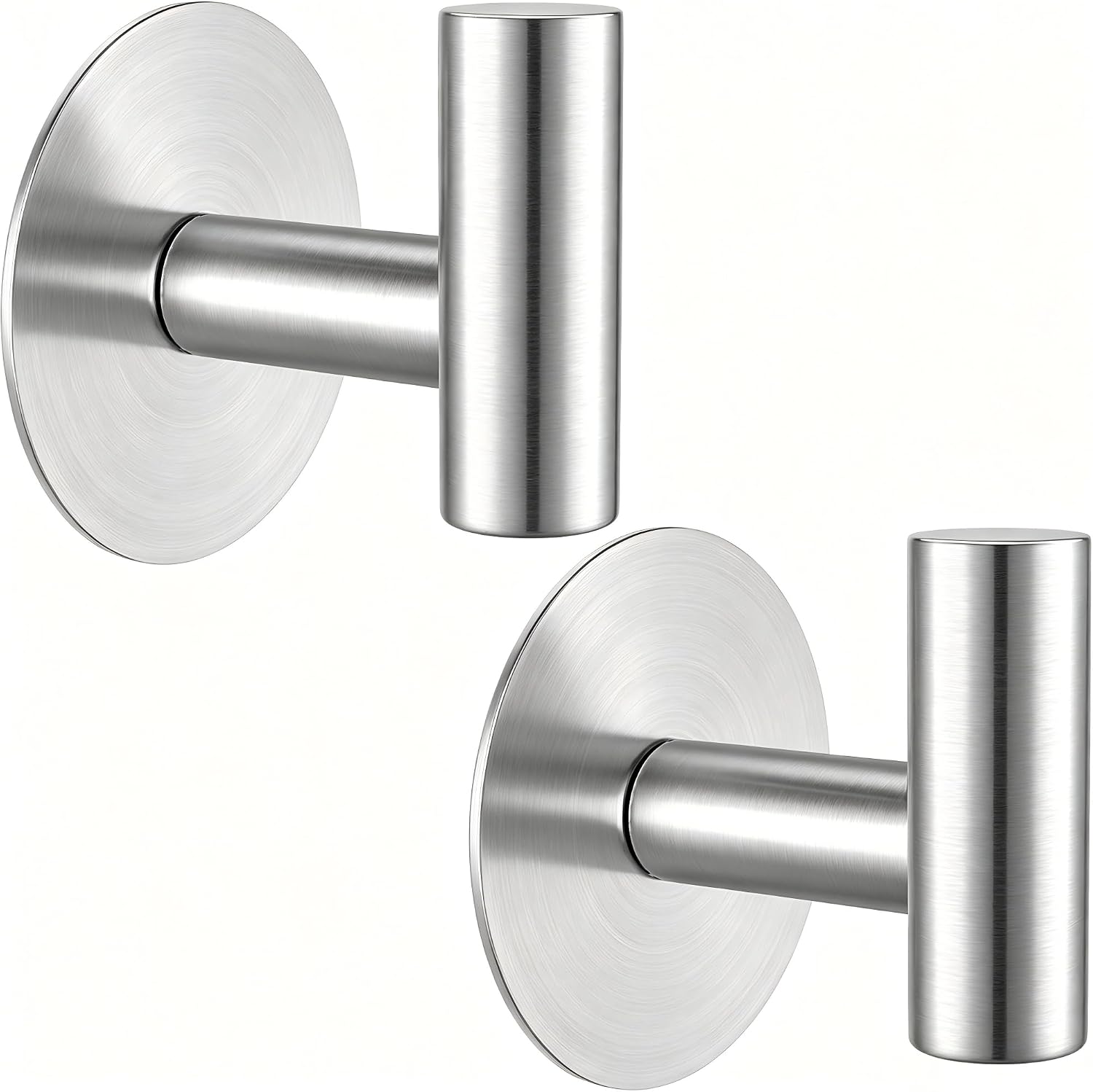 Heavy Duty Self-Adhesive Coat Hooks, Stainless Steel Towel Hooks for Bags, Towels, Robes, Hats, Aprons – No Drill Bathroom, Kitchen, Hotel Wall Hooks (2 Pack, Silver)