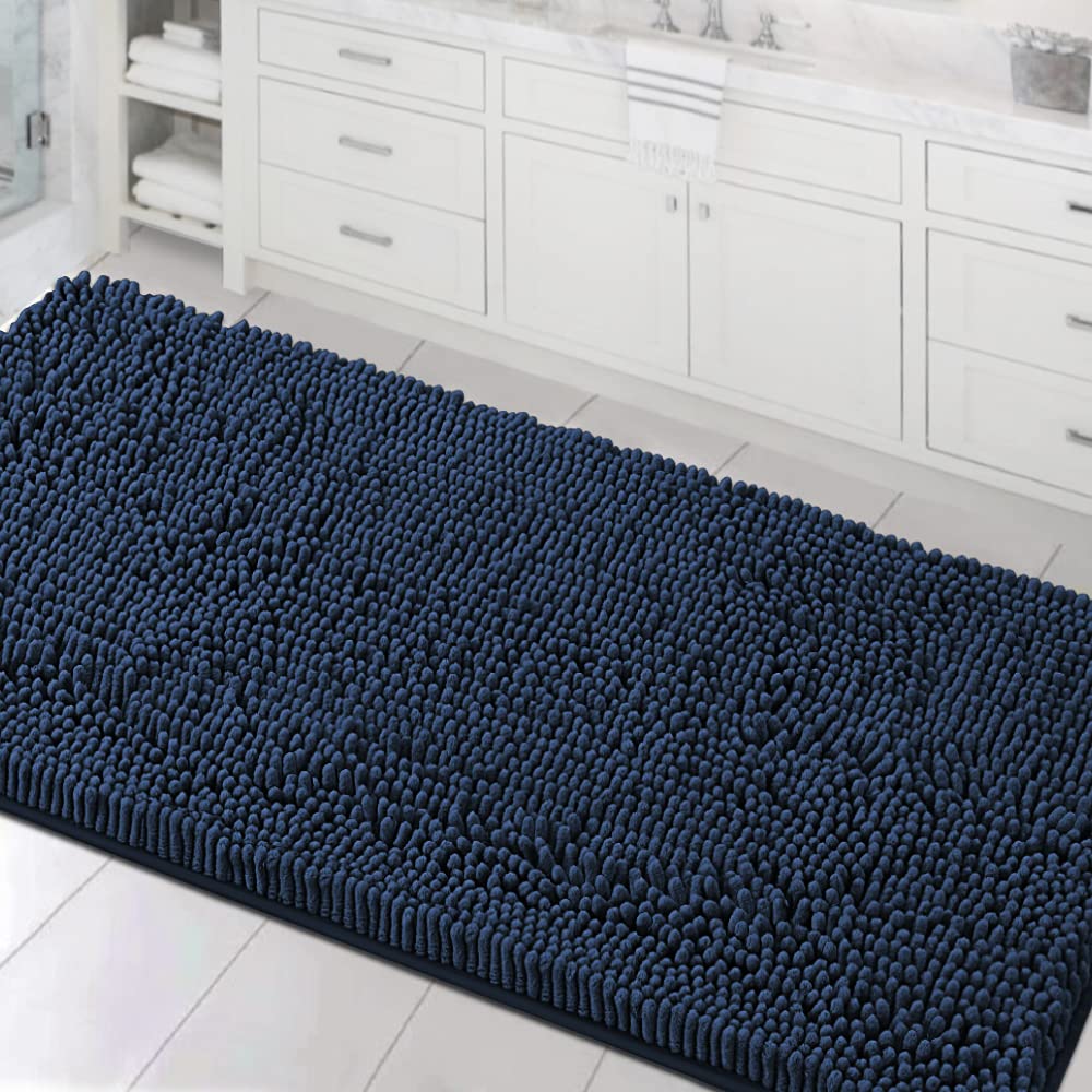 H.VERSAILTEX Bathroom Rugs Bath Mats Non Slip Luxury Chenille Bathroom Runner Rug 24x47 Extra Soft and Absorbent Shaggy Rugs Washable Dry Fast Area
