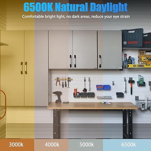 Miniatura 5 de Yiliaw Luz LED de garaje, paquete de 2 luces LED de 60 W con 4 paneles ajustables, bombillas de garaje atornillables 6500K 8000LM luz diurna