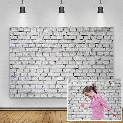 Amazon Yeele 素朴な白とグレーのレンガ壁背景幕 10x8フィート ビニールレンガ 木製床 写真背景 新生児パーティー 卒業装飾 写真スタジオ背景 ポートレート壁紙 Yeel バックペーパー 背景布
