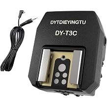 Hot Shoe Cameras Accessories Expansion Adapter for Canon and Flashguns in Top-Mounted Equipped with 3 Additional Pc Sync Terminals Supporting Multi-Flash SynchronizeDy-T3C-01,1 Unit+1 Pc Sync Cable