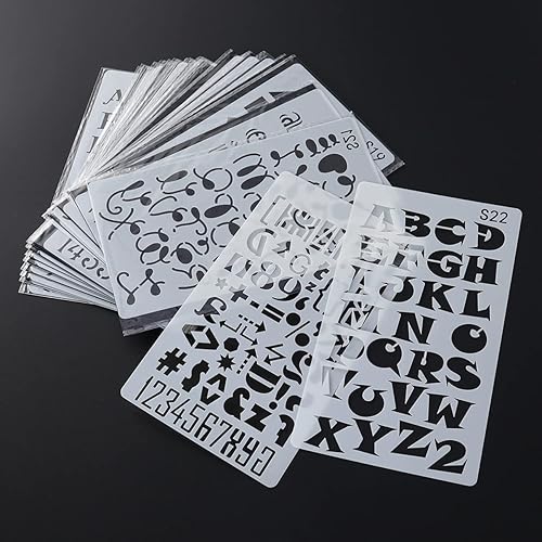 Miniatura 2 de COHEALI Plantilla de dibujo, 24 plantillas de pintura huecas del alfabeto, plantillas de números de letras, diario, diario, plantillas de