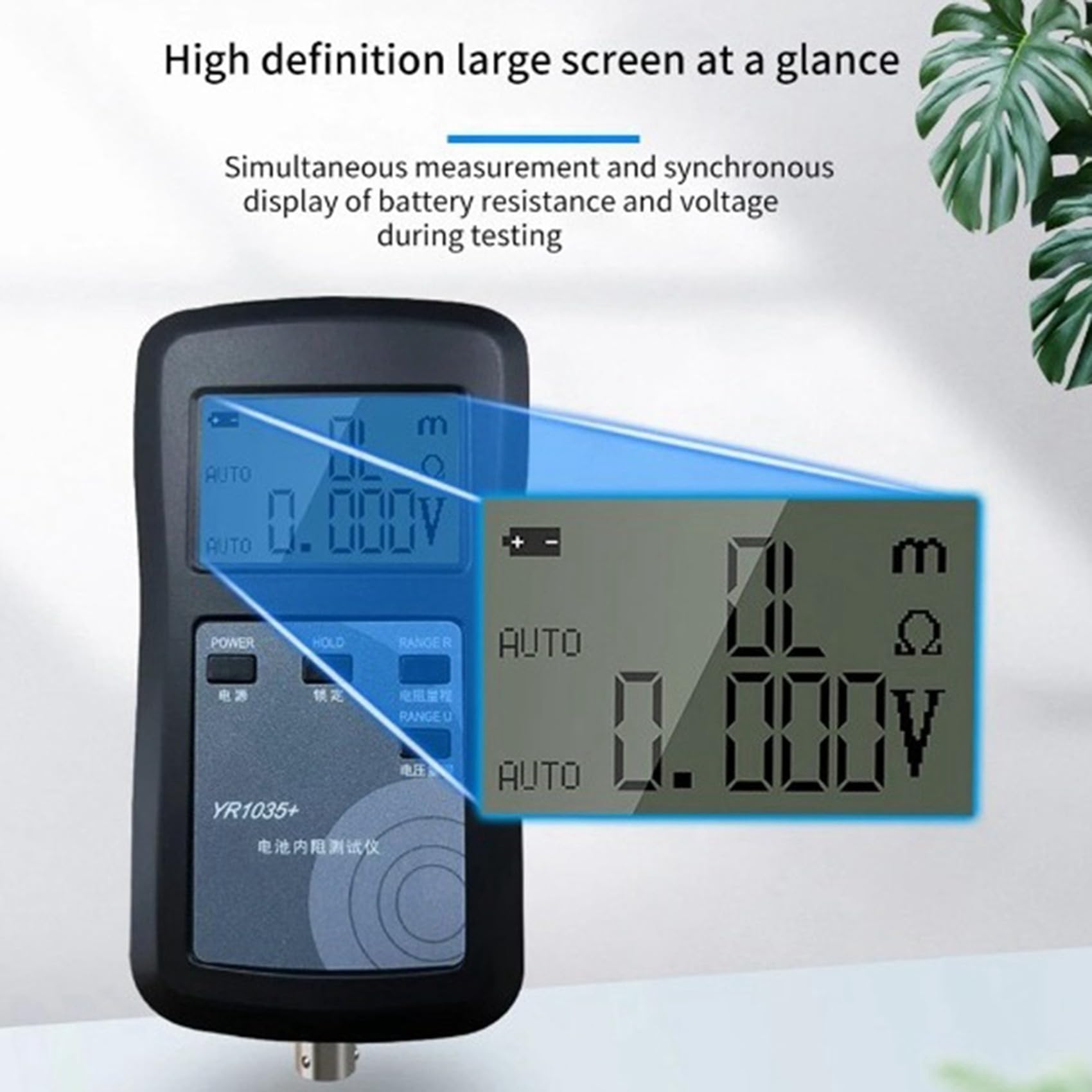 YR1035+ Probador de Resistencia Interna de Batería de Litio de 4 Cables, Ohmímetro Interno de Batería de 100 V para Batería de Iones de Litio Ni- Ni-CD, A