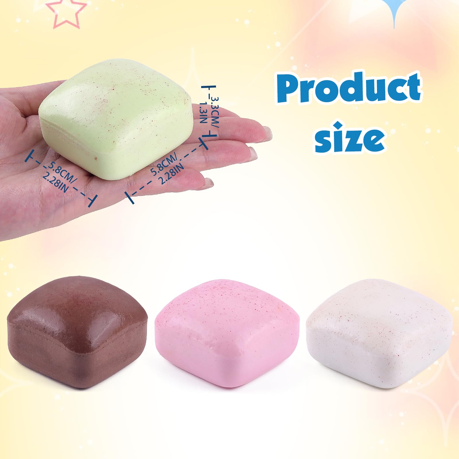 Anboor 4 sztuki powoli rosnącej pianki Squishy dla dzieci, masło hawajskie mochi, zabawka do piszczenia, słodka, olbrzymia zabawka piszcząca