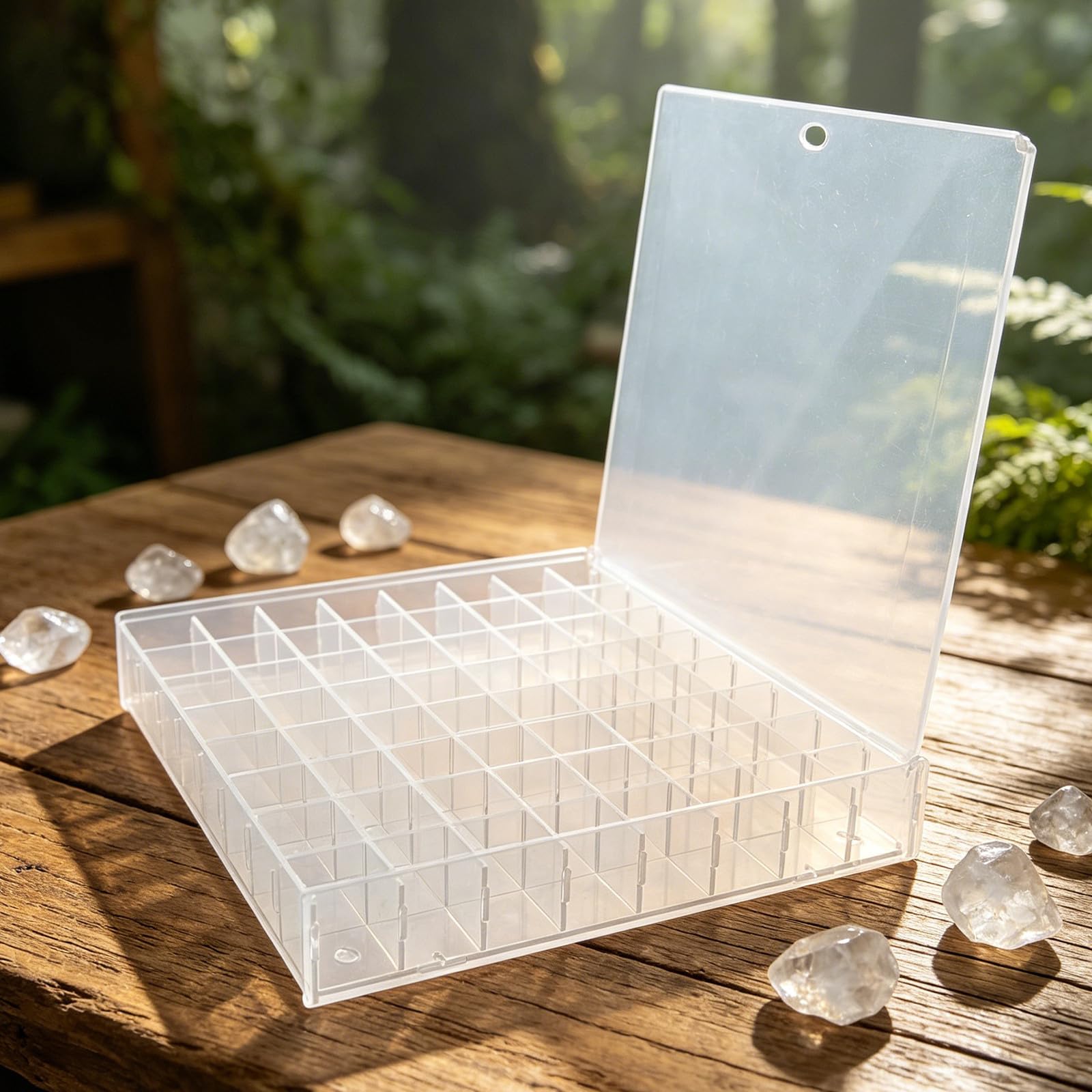 SHINEOFI Caja Expositora de Acrílico Transparente con Compartimentos Vitrina para Colección de Minerales y Rocas con Puerta Magnética Organizador Versátil para Cristales y Exhibición