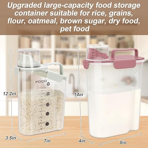Miniatura 2 de Contenedor de almacenamiento de arroz, almacenamiento de contenedores de cereales, dispensador hermético de alimentos secos sin BPA, contenedor de