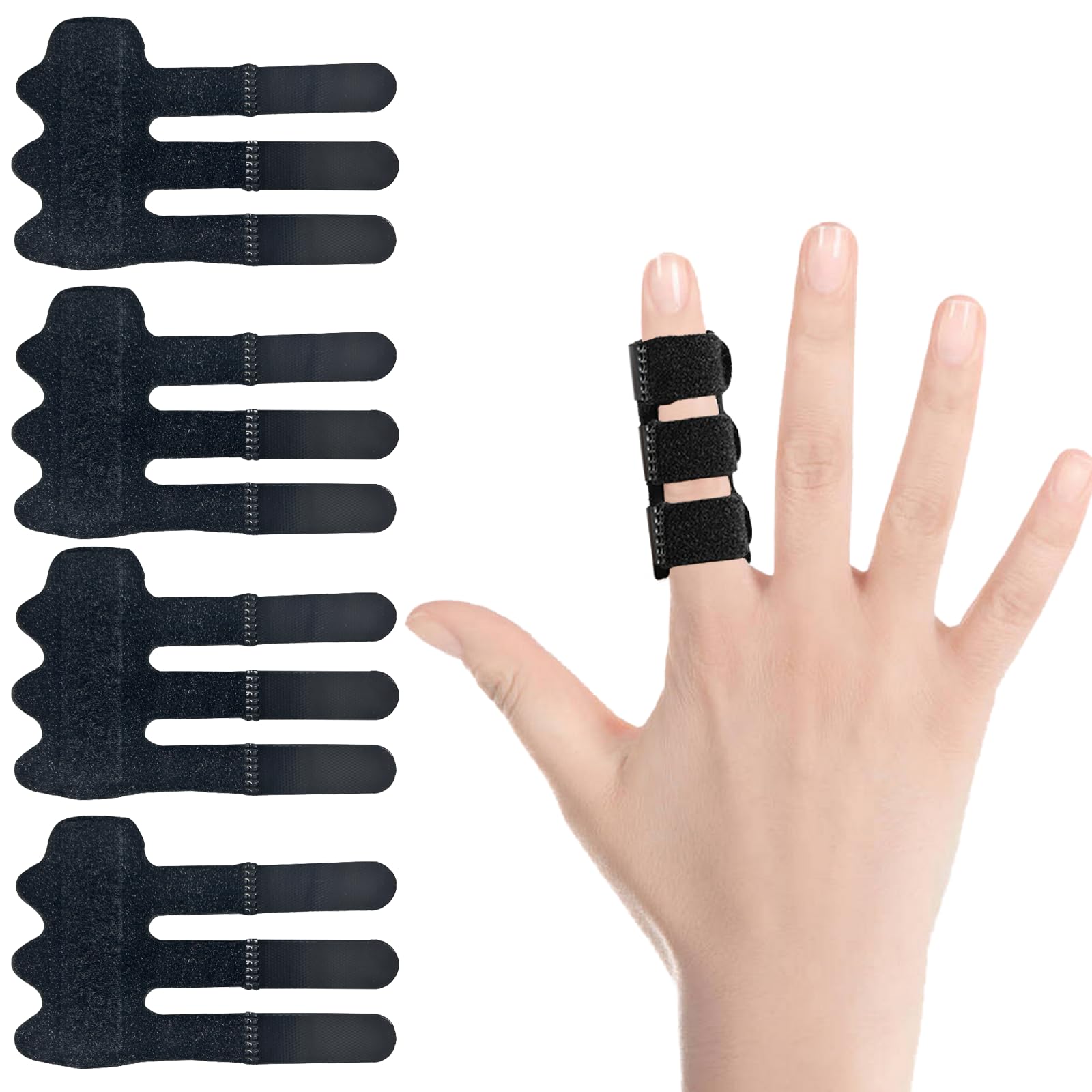 Férula de dedo universal para inmovilización de nudillos, alivio de la artritis, lesiones, esguinces, dedos rotos, índice de ajuste, medio, dedo anular, color negro