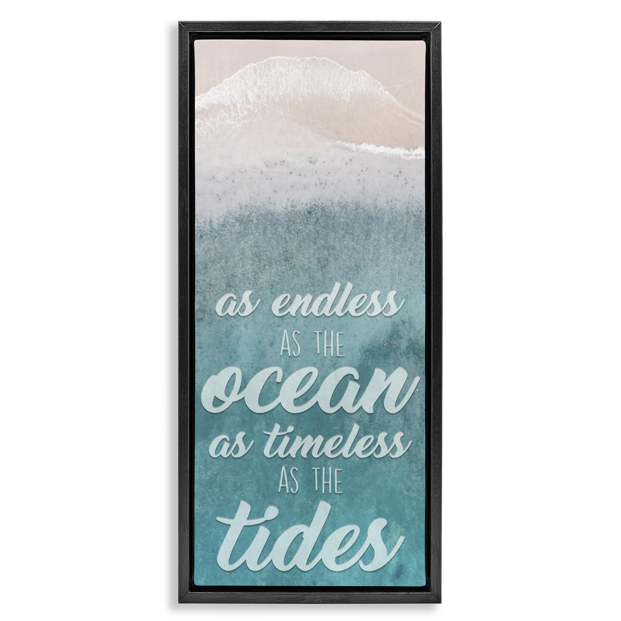 Stupell Industries Jet Black (Matte) 'Endless Ocean Timeless Tides', Floating Frame Canvas Art, Black, 11 X 25 Inches, Easy To Hang And Sturdy, Made In Usa, By Marcus Prime