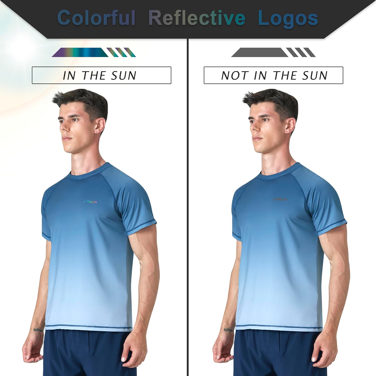 Mens Swim Shirts UPF 50+ Sun Protection Quick Dry SPF Rash Guard Outdoor Beach Fishing T Shirts - Image 3