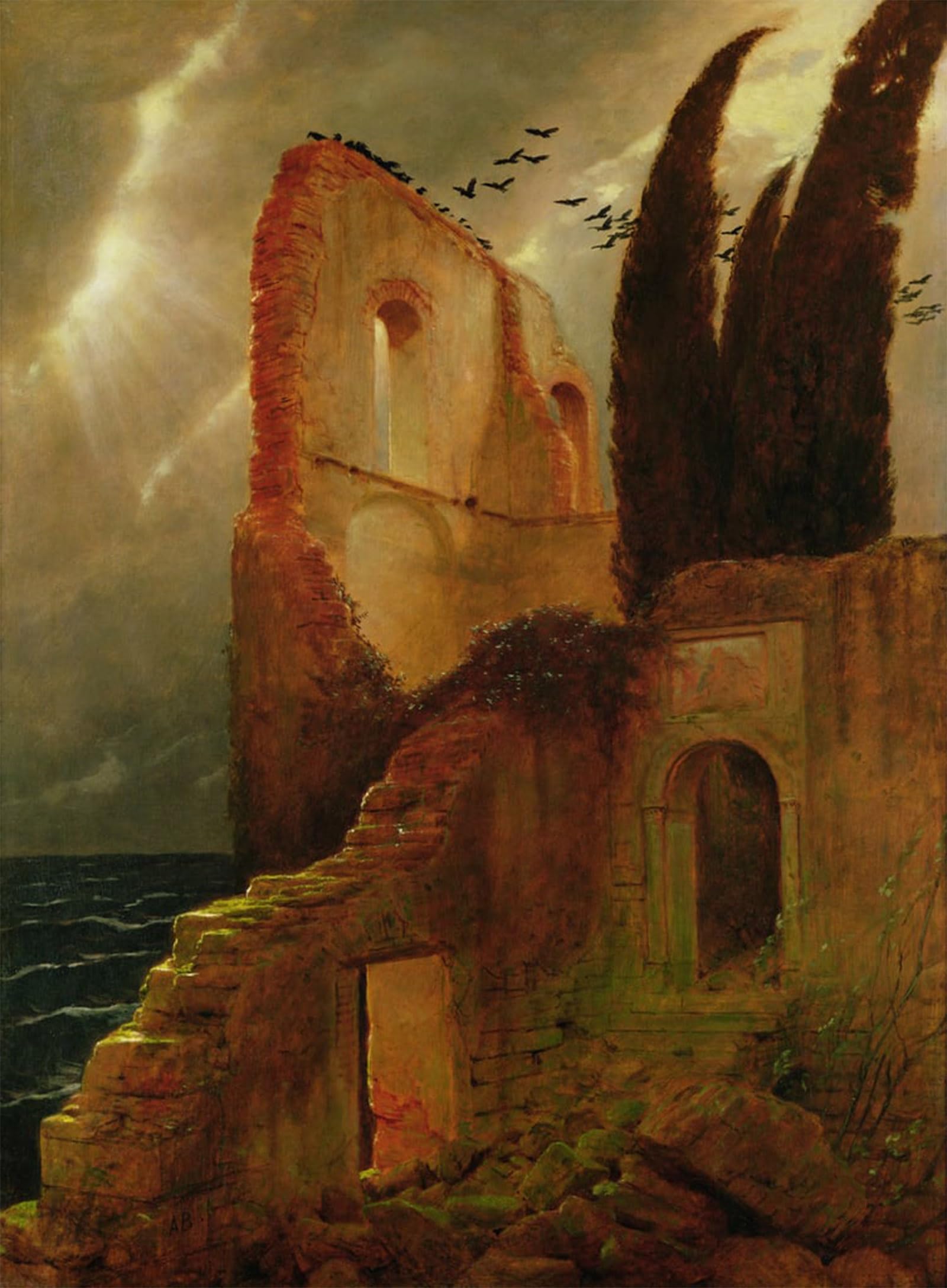 POSTERIIk Famous Print Pop Art Wall Art Graffiti Ruin by Arnold Böcklin Art Prints for Home Decor 60x90cm