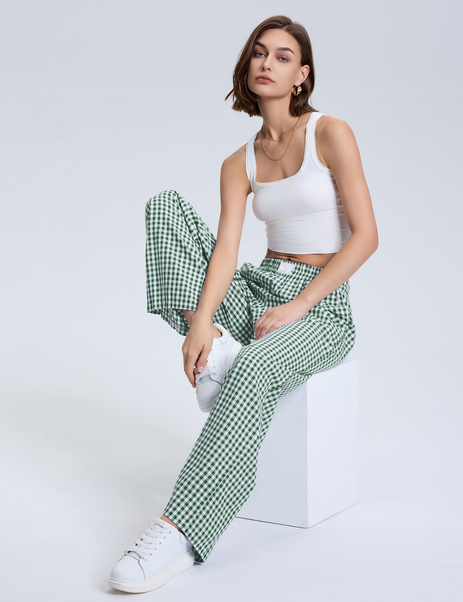 Rapbin Pantalones de pijama para mujer, ropa de dormir de algodón suave, casual, para verano, 2025, con bolsillos, ropa de dormir