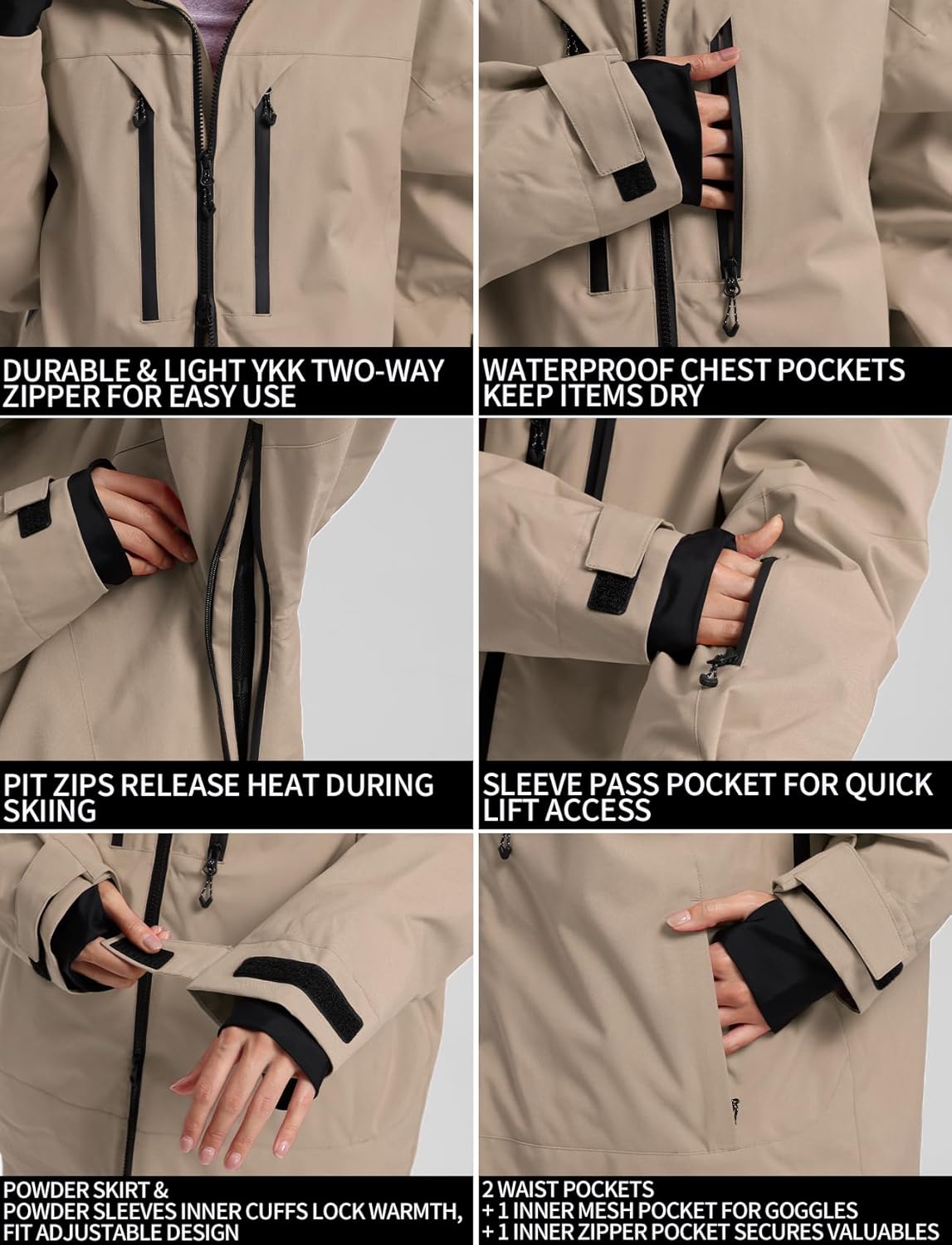 GSOU SNOW Snowboard Jacket Men Baggy Ski Jacket Waterproof Snow Coat Insulated Hooded Clothes for Winter Outdoor - Image 6