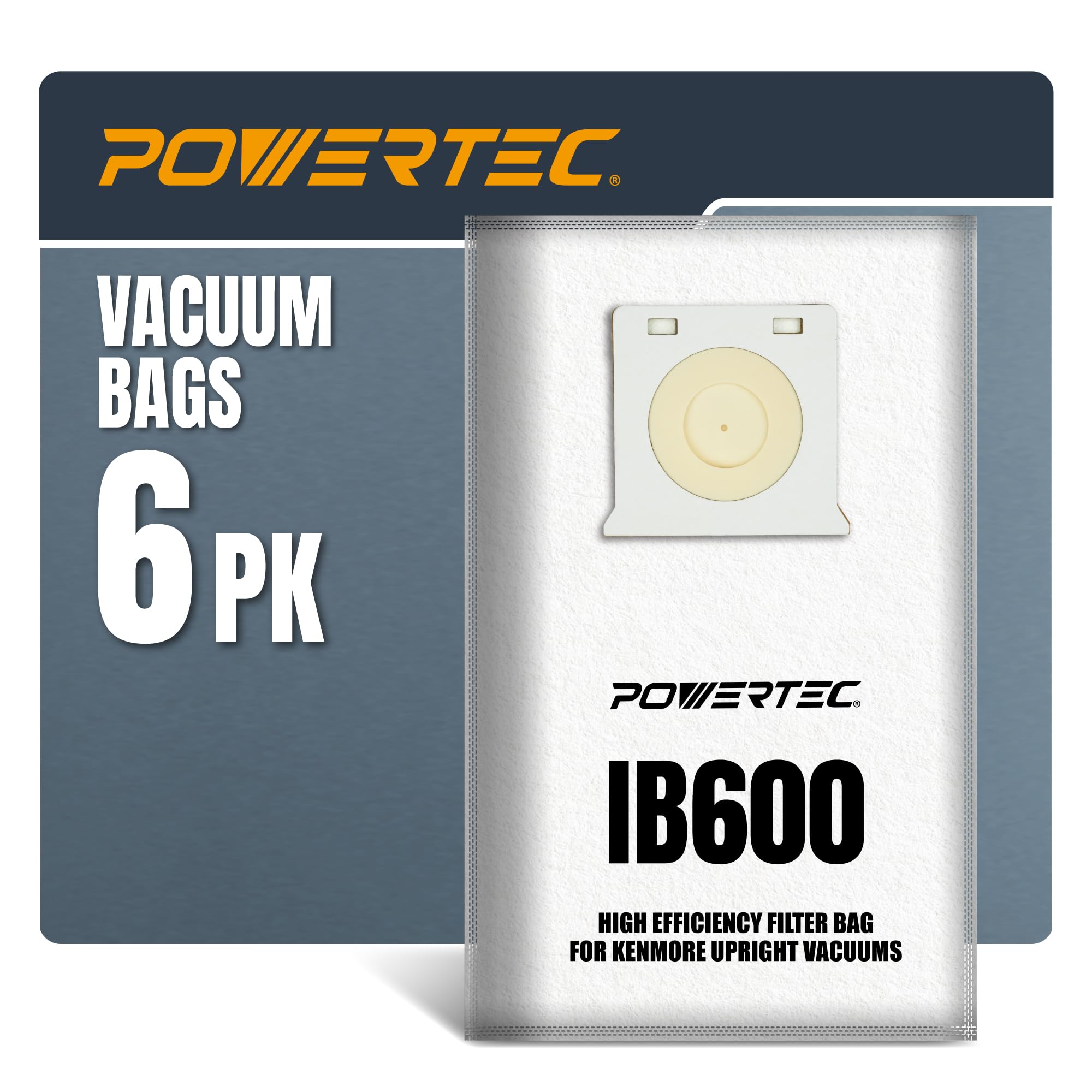 POWERTEC IB600 HEPA Vacuum Bags for Kenmore Intuition Upright Vacuum Cleaners, Replacement Dust Filter Bags for BU4018, BU4020, BU4021, BU4022, BU4023, BU4050, BU3040 (75145)