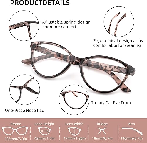 Miniatura 5 de Paquete de 3 lentes de lectura bifocales para mujer, con bloqueo de luz azul, lectores de computadora de ojo de gato, lector bifocal sin línea, anti
