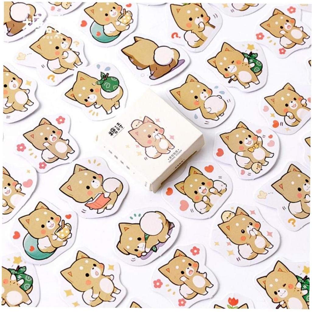 Lankater 45Pcs Lovely Shiba Inu Stickers, Planner Scrapbooking Stickers For Phone Laptop Cars Guitar Decoration