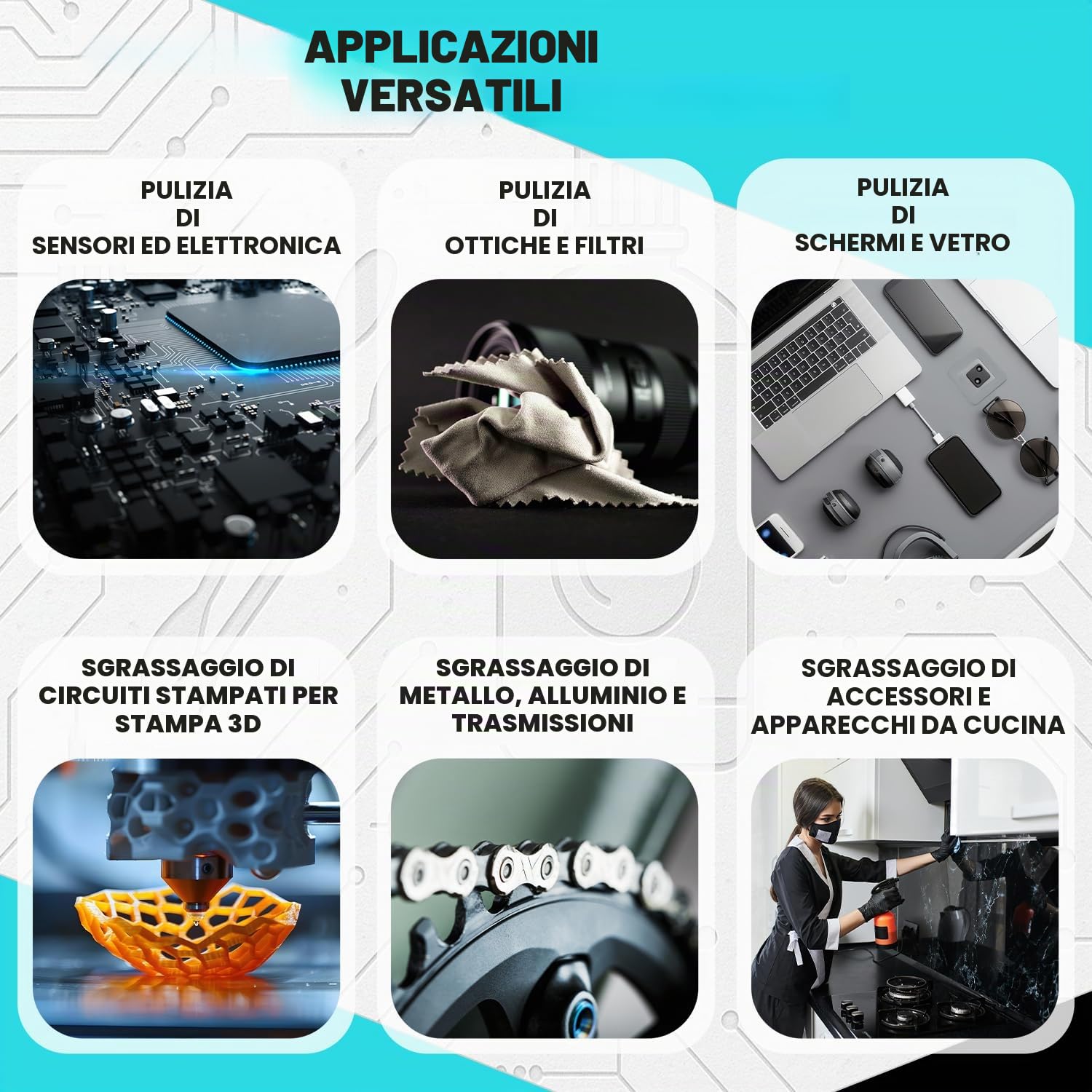 GiDeli Isopropanolo al 99,9%, 2 x 5 l, alcool isopropilico ad alta percentuale, alcool detergente per elettronica, accessori per stampanti 3D, vetro, schermi e lenti