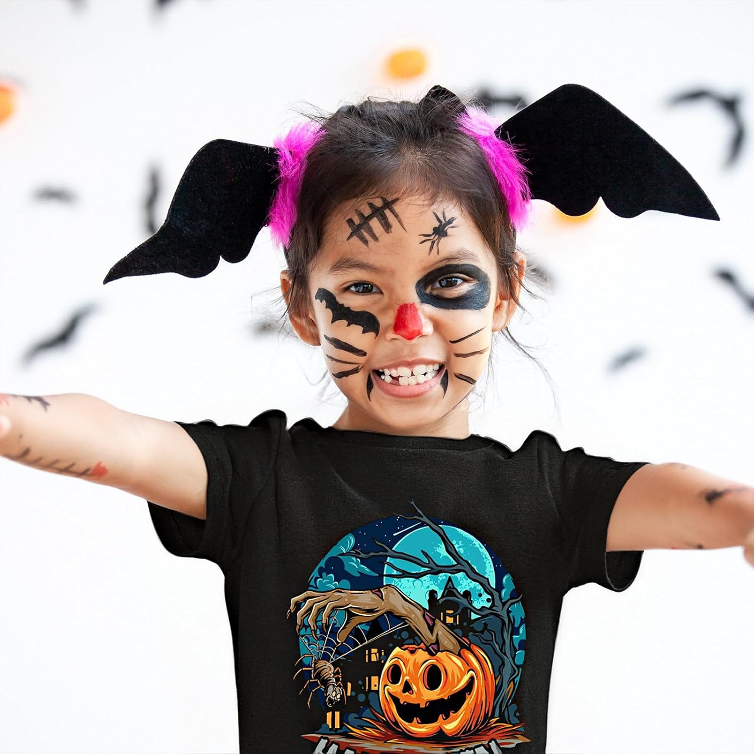 Boys Girls Halloween Shirts Spooky Pumpkin Graphic T-Shirt Kids Short Sleeve Halloween Outfits Tee Tops - Image 3