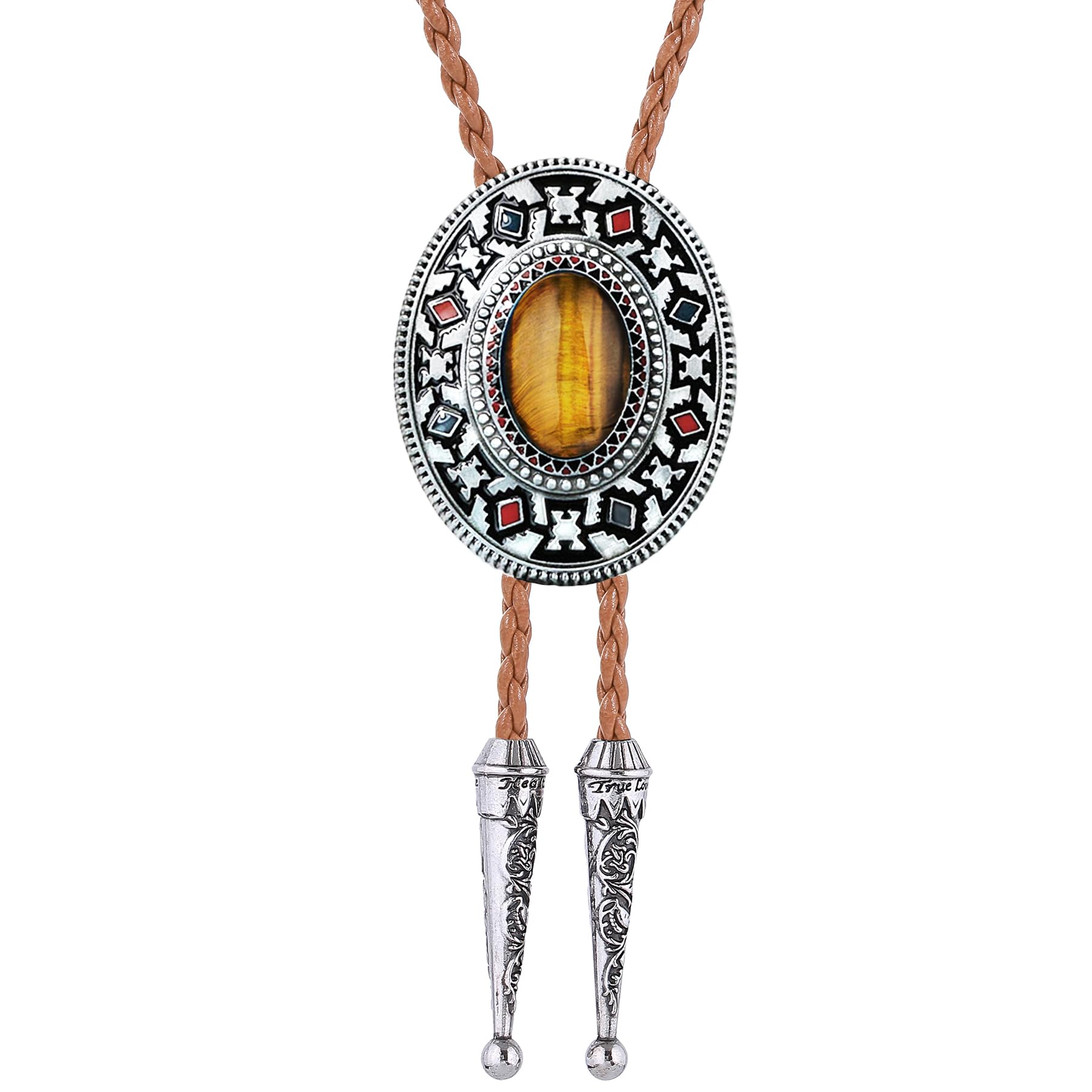 Btilasif Bolo Tie Brown for Men, Scorpion Luminous Stone Cowboy Tie Western Leather Necktie Necklace for Women