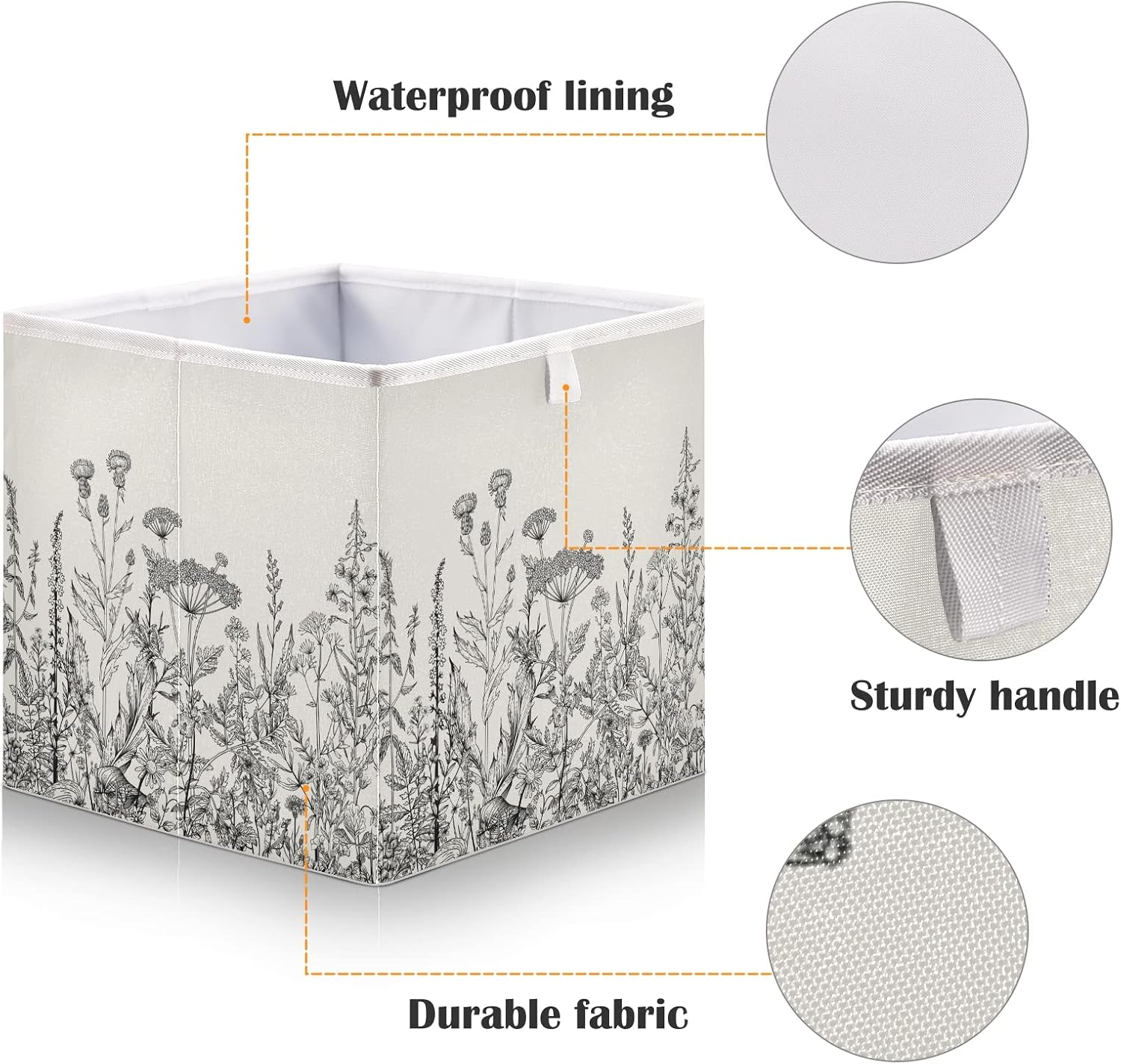 Blueangle Black and White Flowers Storage Bin Cube, Collapsible Organizer image 3