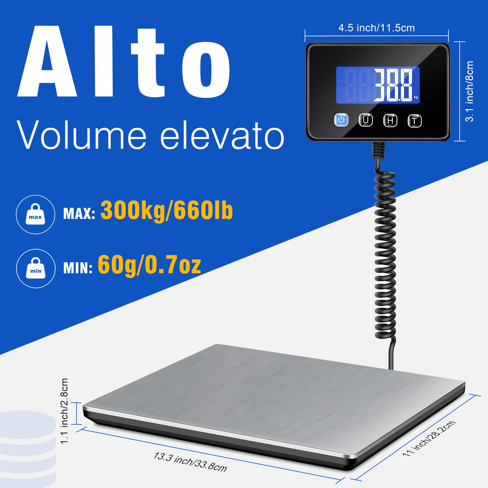 Bilancia Pesa Pacchi 300kg 20g Profesjonalna LCD Tara Hold USB