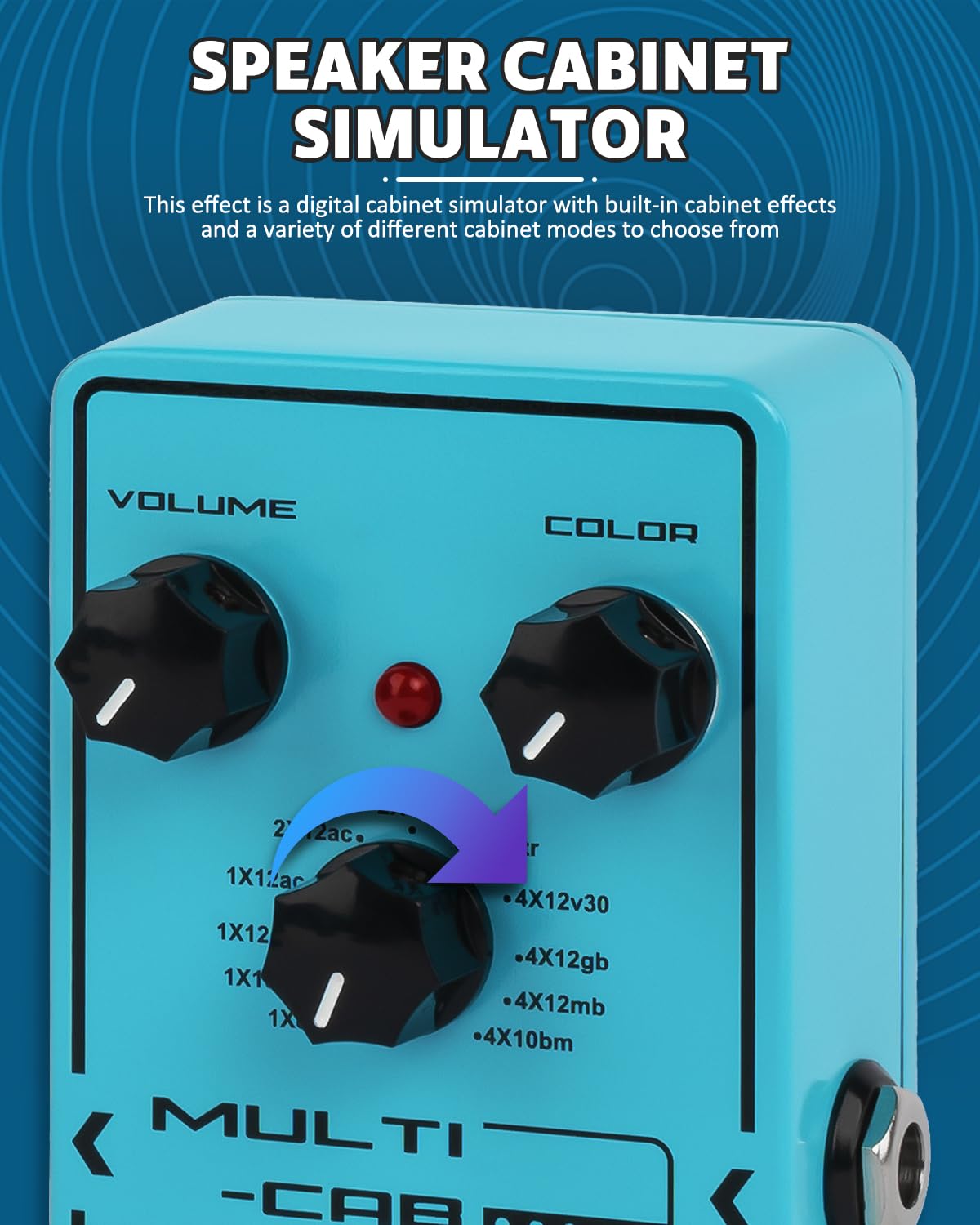 STRICH MULTI-CAB 11 Modes Digital Cabinet Simulation Guitar Pedal, Compact Mini Unit, True Bypass, 3 Control Knobs, Volume - Image 4