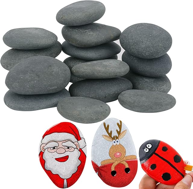 Hisredsun Painting Rock,pebbles for Arts and Craft Painting,Smooth Large Pebbles for painting,Natural river Stone 6-8cm,Approximately 30-31pcs