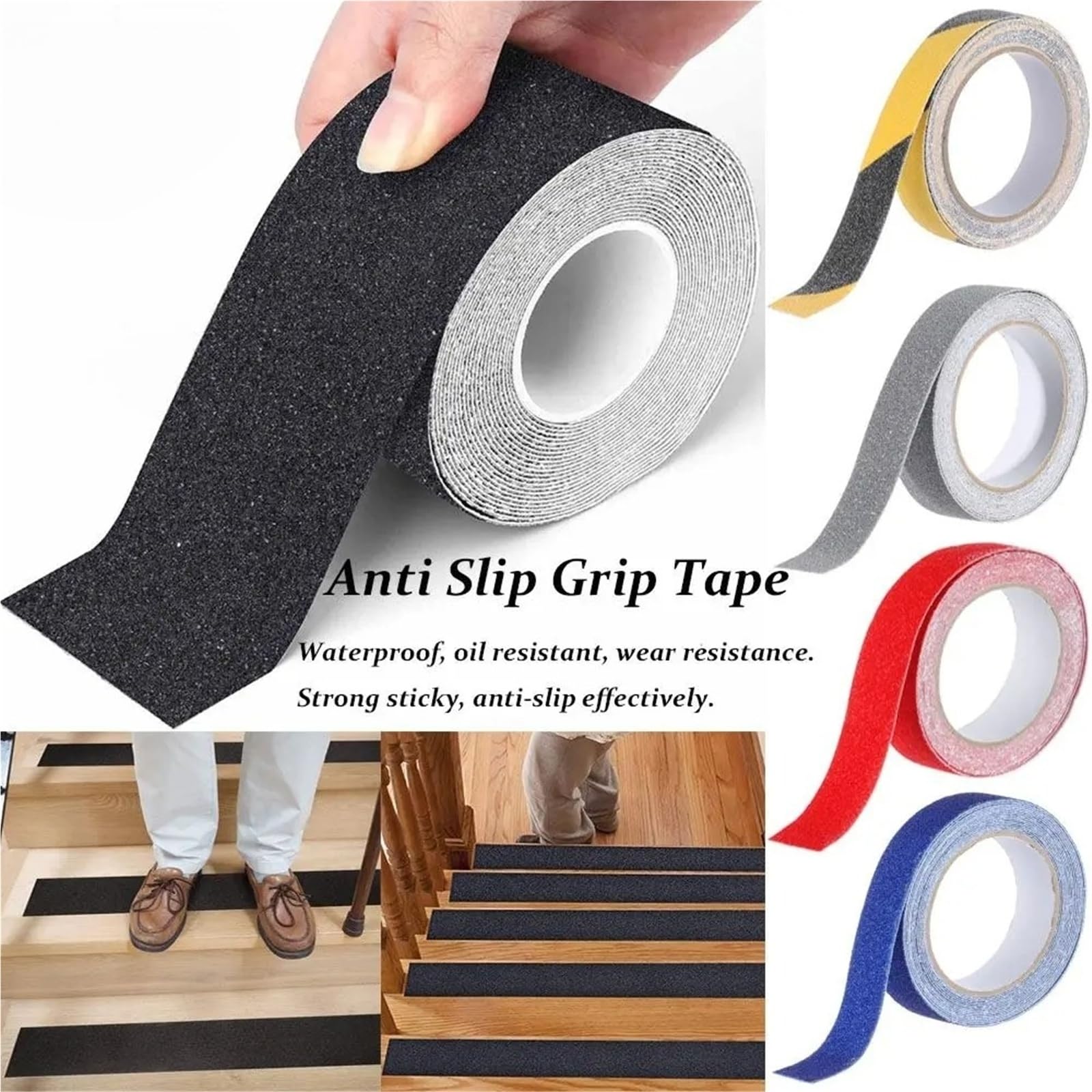 Kantenschutz Gummi 1 Stück Anti-Rutsch-Klebeband, strapazierfähiges Griffband for den Außenbereich, wasserdicht, stark haftendes Traktions-Sicherheitsband for Treppen(Red,10CM)