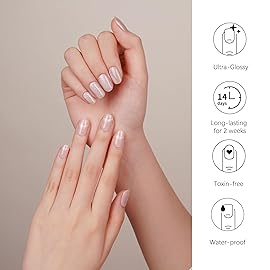 DANNI & TONI Semi Cured Gel Nail Strips Pink (Blush Cascade) Cat Eye Gel Nail Stickers 28 Stickers