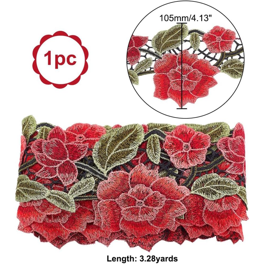 PandaHall Flower Lace Ribbon - 4 Colors Sewing Trim For Crafts & Decor