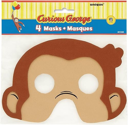 Bolsas de regalo de Curious George Máscaras de fiesta talla única Como se muestra