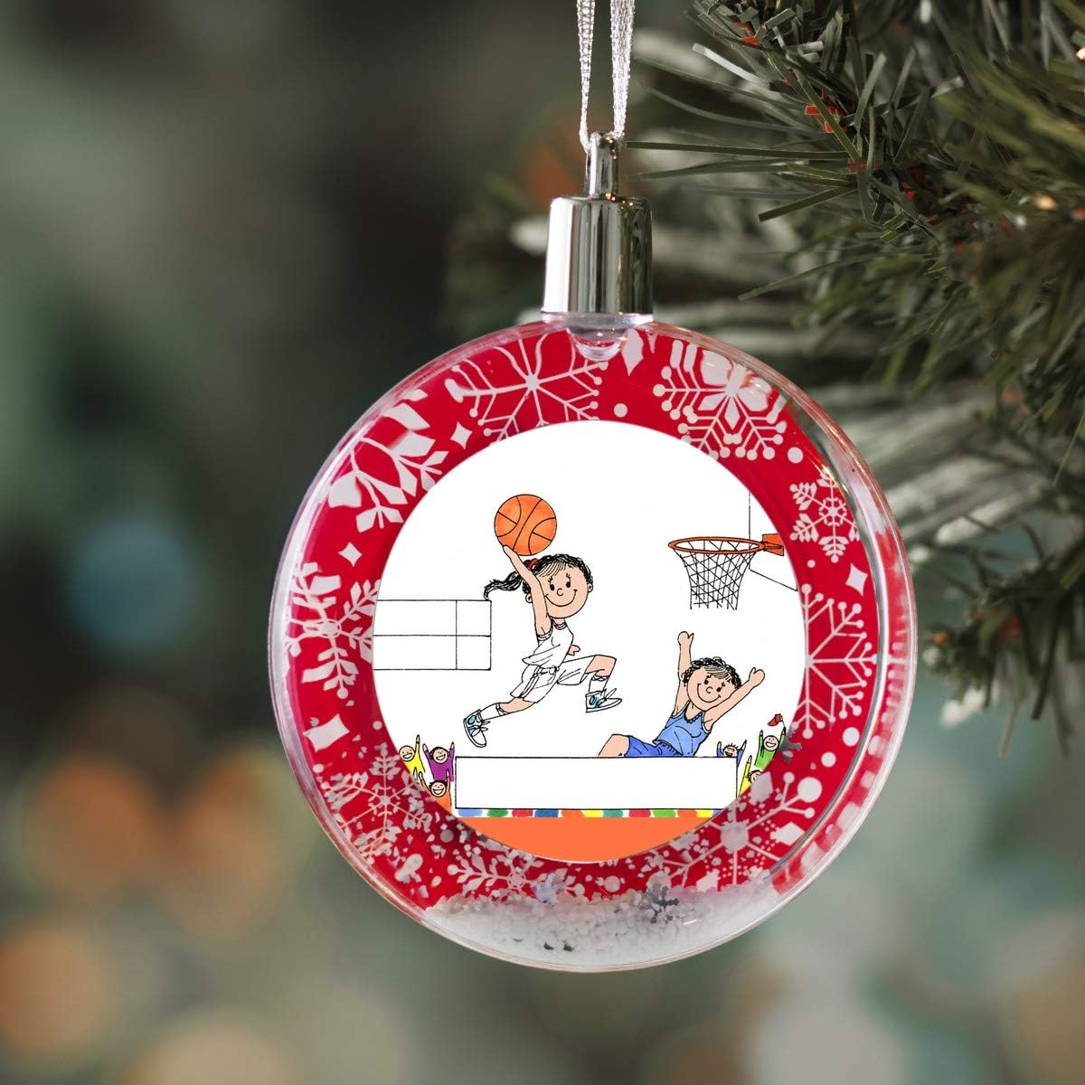 PrintedPerfection.com Personalized Friendly Folks Basketball Player - Female Christmas Snow Globe Ornament