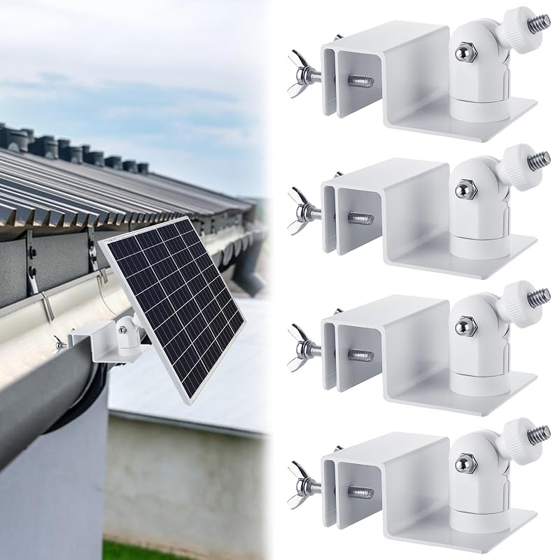 Kit com 4 suportes para calha EATHEATY para painéis solares Ring, Arlo e câmeras com rosca de 6,35 mm