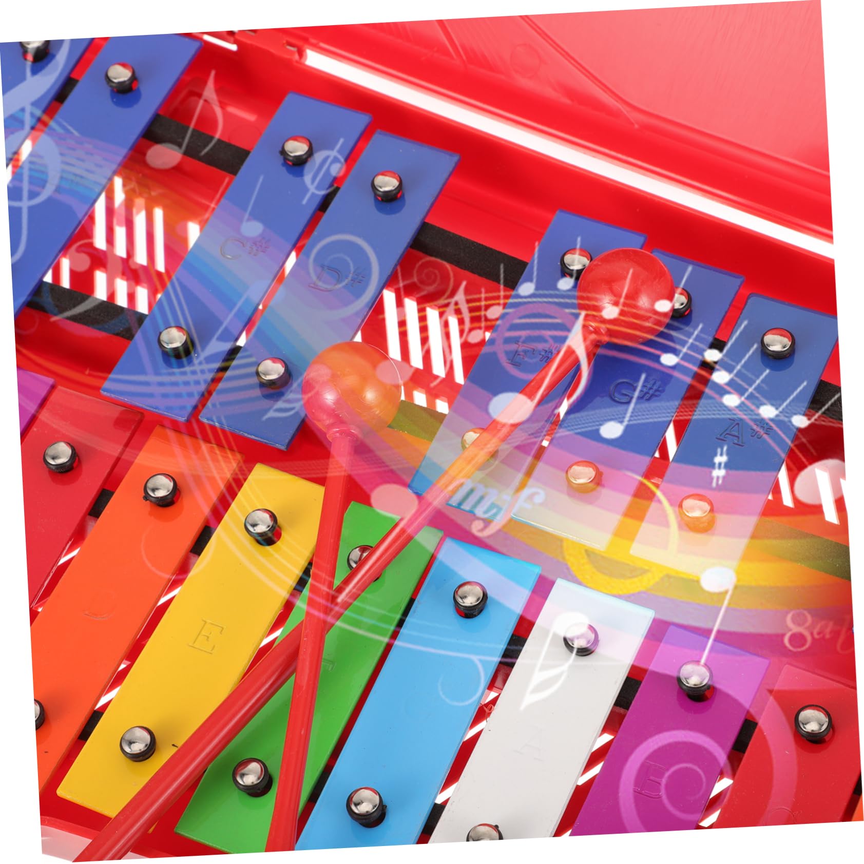 ifundom Xilófono para Niños 25 Tonos, Instrumento de Percusión Seguro Rebabas, Hecho de Plástico y Hierro Adecuado para Aprendizaje Preescolar y Desarrollo Musical