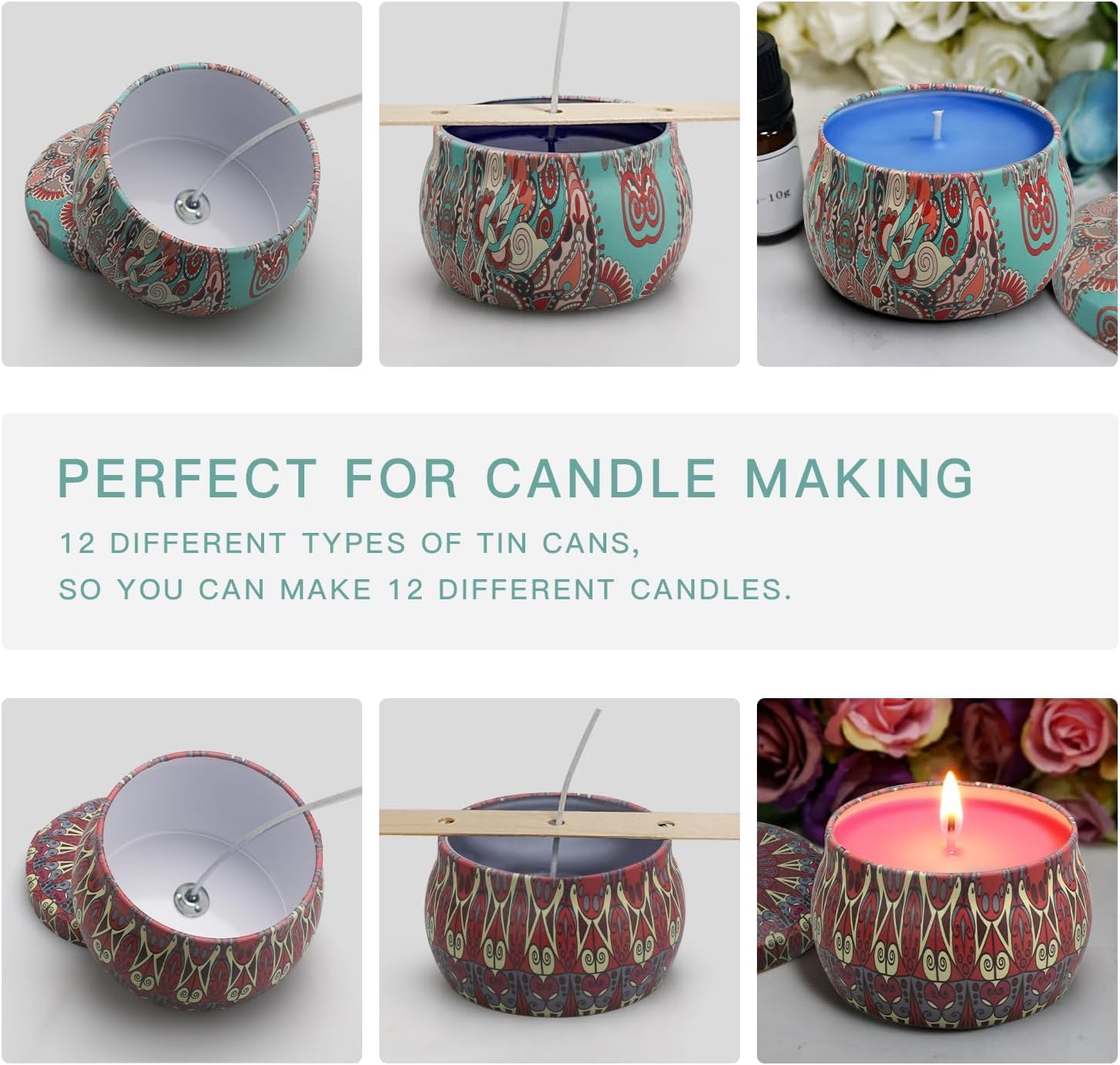 Kit 24 Pots à Bougie Vides En Fer Blanc - Motif Constellations - DIY Bougie