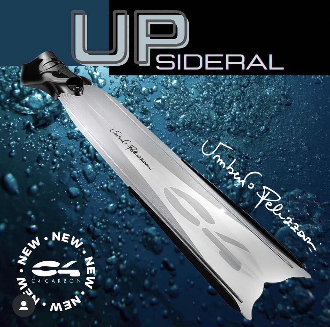 C4 Umberto Pelizzari - Linea Flare Freediving Glam - Pinne - Maschere - Snorkel Sideral e Aurea Apnea Pesca Subacquea