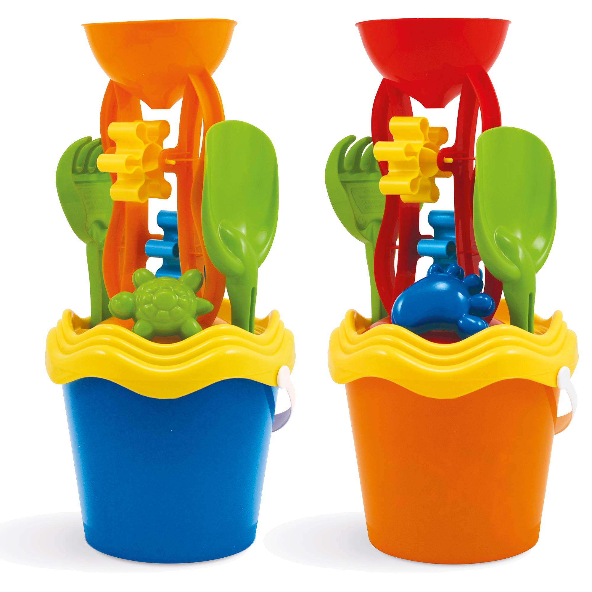 Urbn-Toys Bucket With Sand Mill 22Cm 6-7 Piece Plain Colourful Beach Bucket Kids Outdoor Fun (Bucket With Sand Mill)