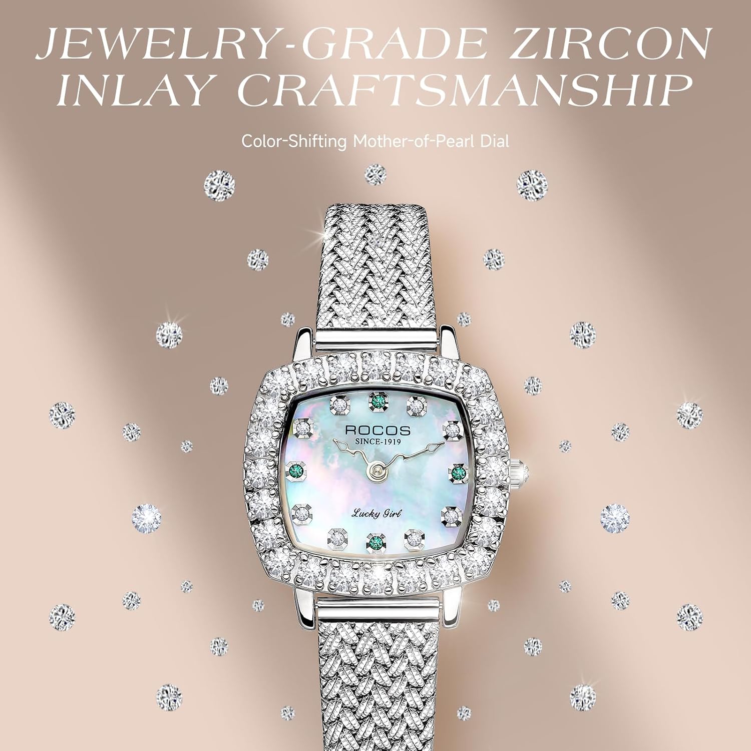 Fashion Luxury Square Women's Watch Elegant Diamond-Set case Love Heart Pointer Waterproof Quartz Watch Girlfriend Gift R0264 - Image 8