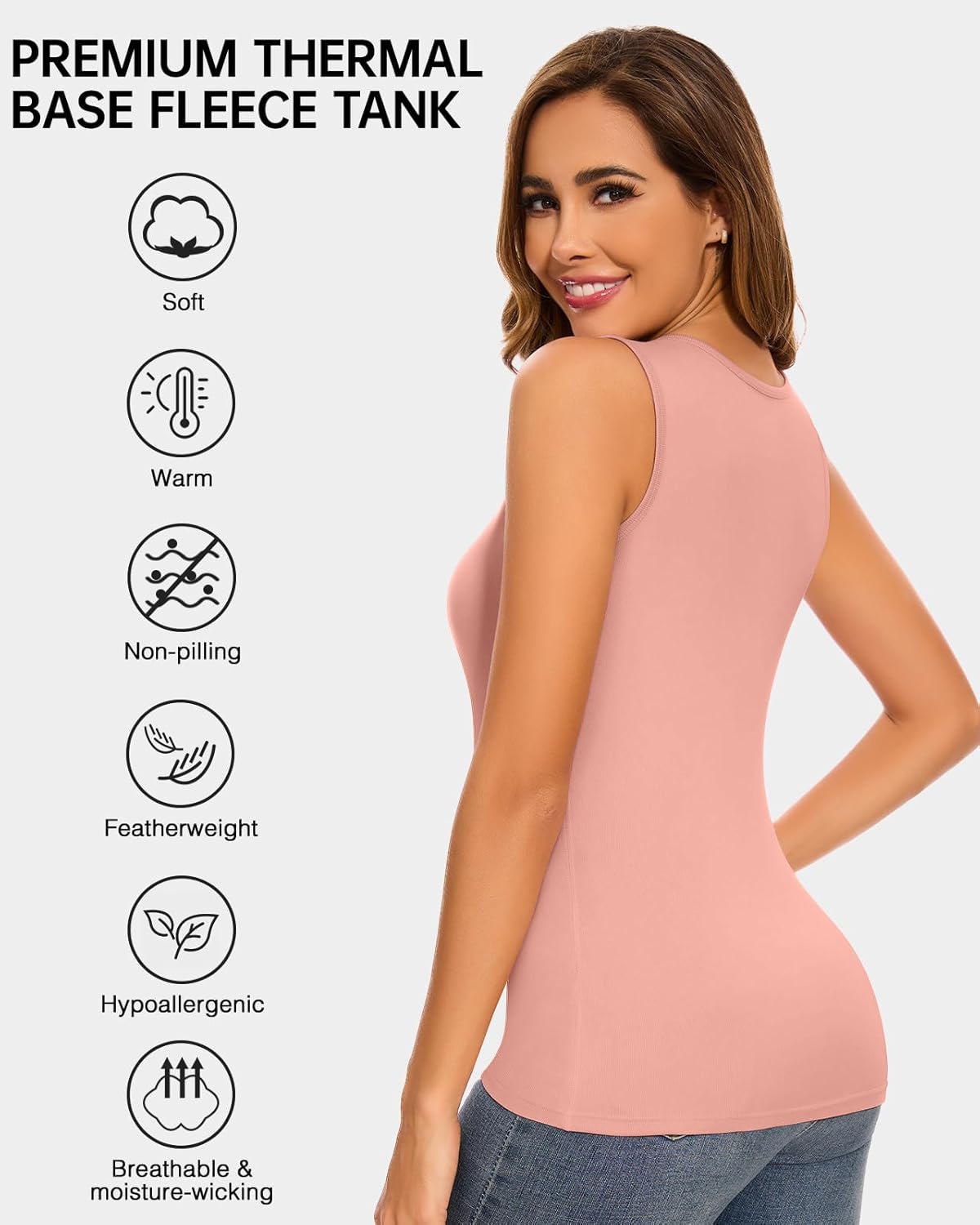 Thermal Tank Underwear Top V Neck Fleece Shirt Cami Sleeveless Adjustable Strap Warm Undershirt Women Cold Weather - Image 3
