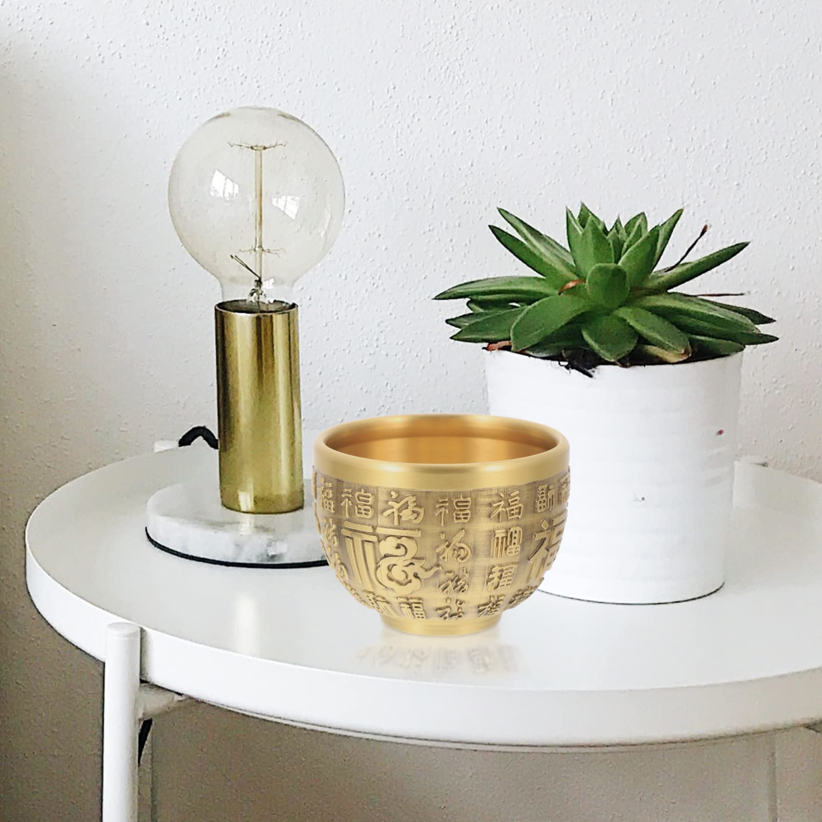 Ciotola per soldi in ottone retrò cinese Fortune Bowl Feng Shui Ricchezza Porsperità Figurina Soldi Ciotola Successo Decorazione per la casa (dorato)