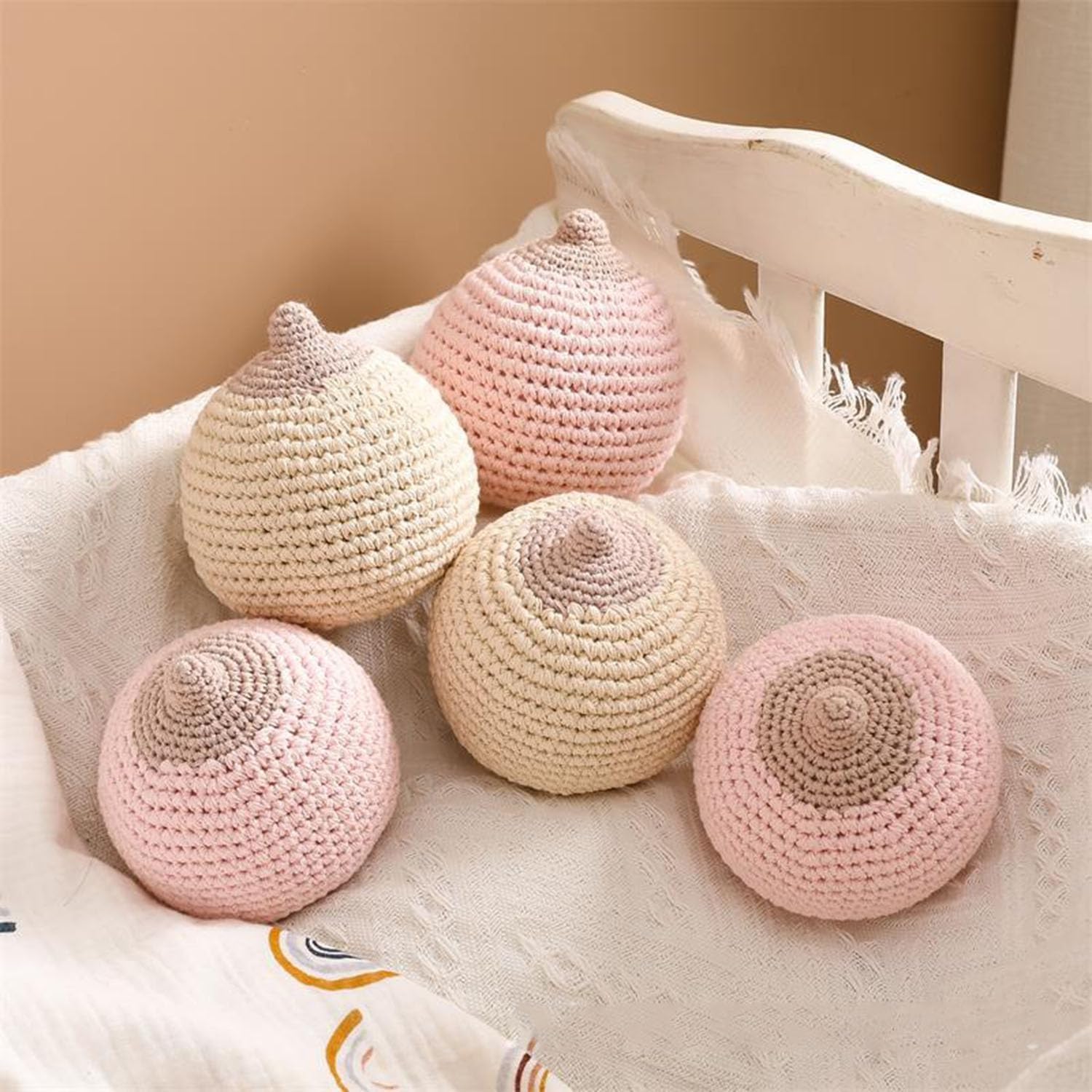Modelos de simulación de Lactancia Materna de Ganchillo orgánico - Juego de 2 Modelos de Senos de Lactancia(Pink)