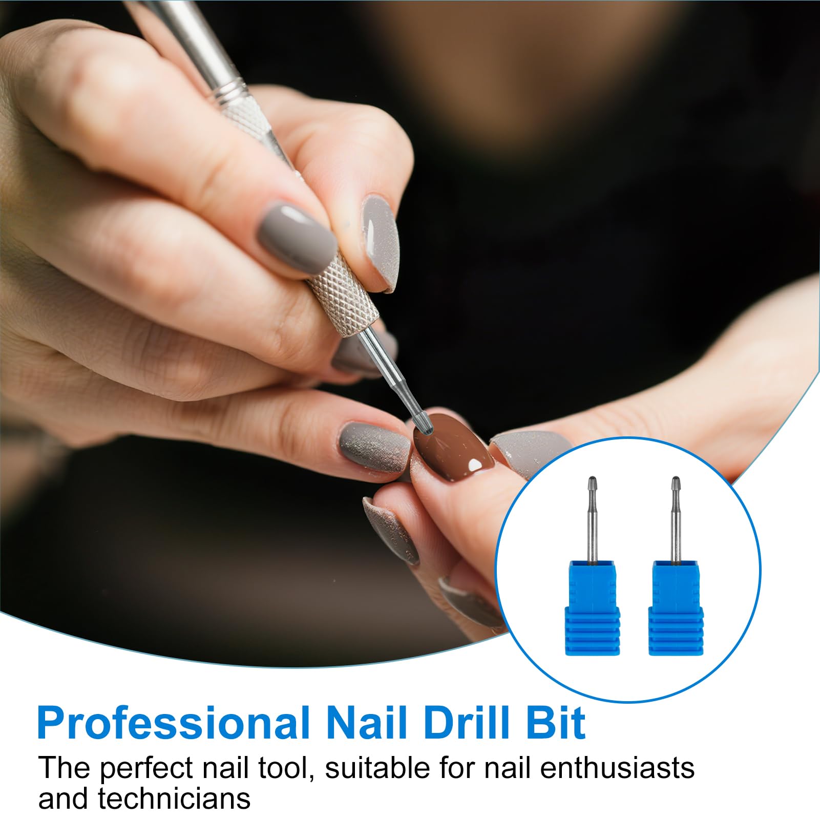 2 PCS Brocas Torno Uñas Profesional de Carburo para Quitar Cutículas y Piel Muerta, Grano Medio, Forma de Seta, Compatible con Tornos Eléctricos para Manicure y Pedicure