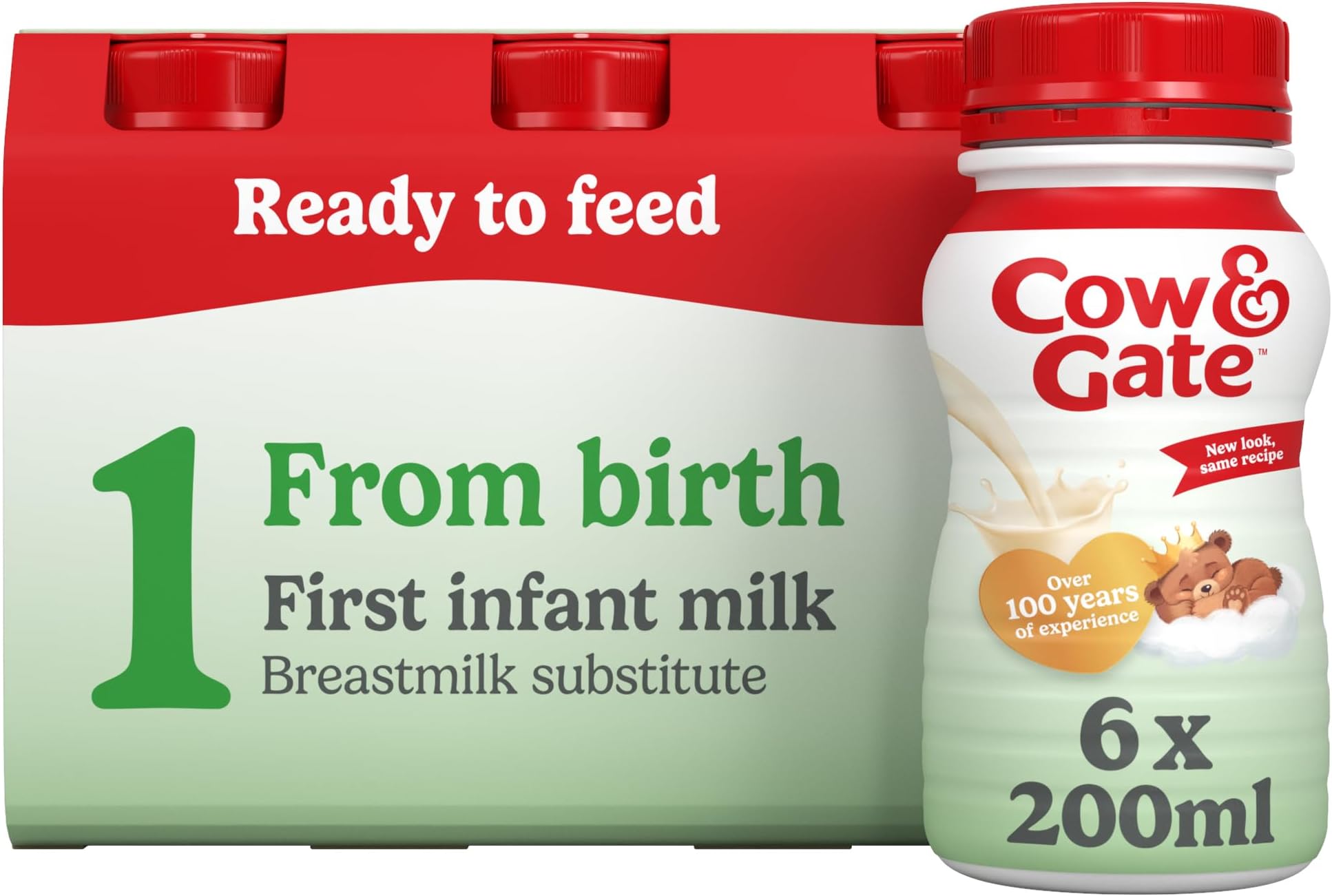 Cow & Gate 1 First Infant Baby Milk Ready to Use Liquid Formula, from Birth, 200 ml, (Pack of 18)