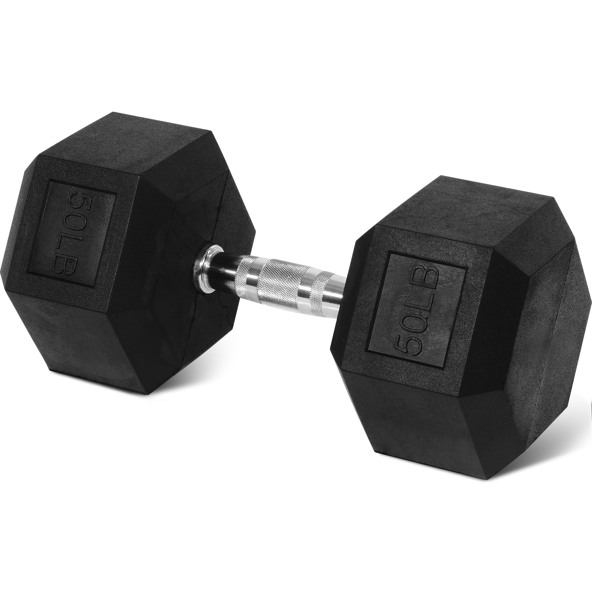 Rubber Hex Dumbbell 10-50 lbs Single Cast Iron Anti-Slip Gym Weights Home Weights for Exercise Fitness Dumbbells Full-Body