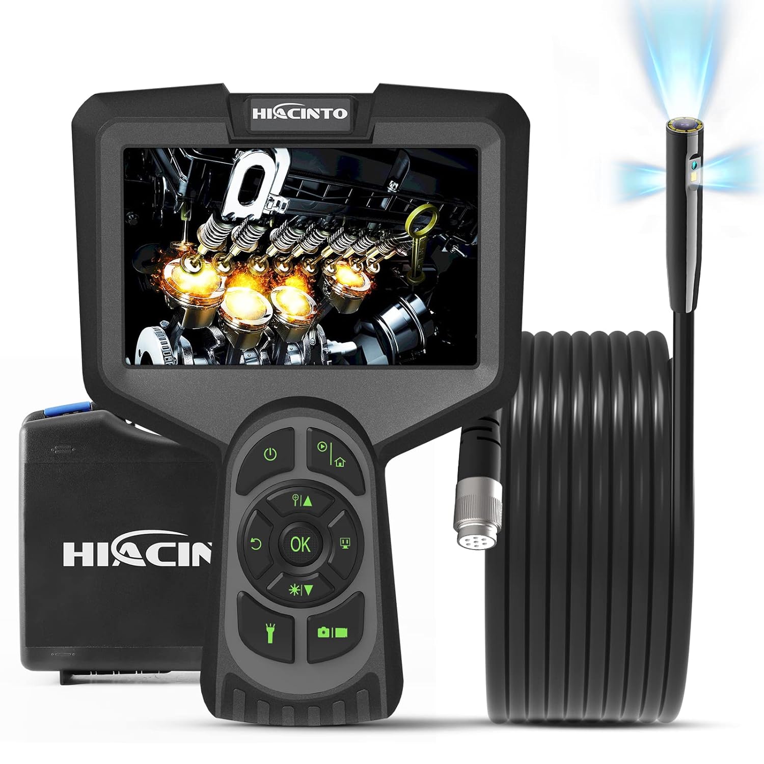 Hiacinto Triple Lens Industrial Endoscope 33FT, 5inch IPS Borescope