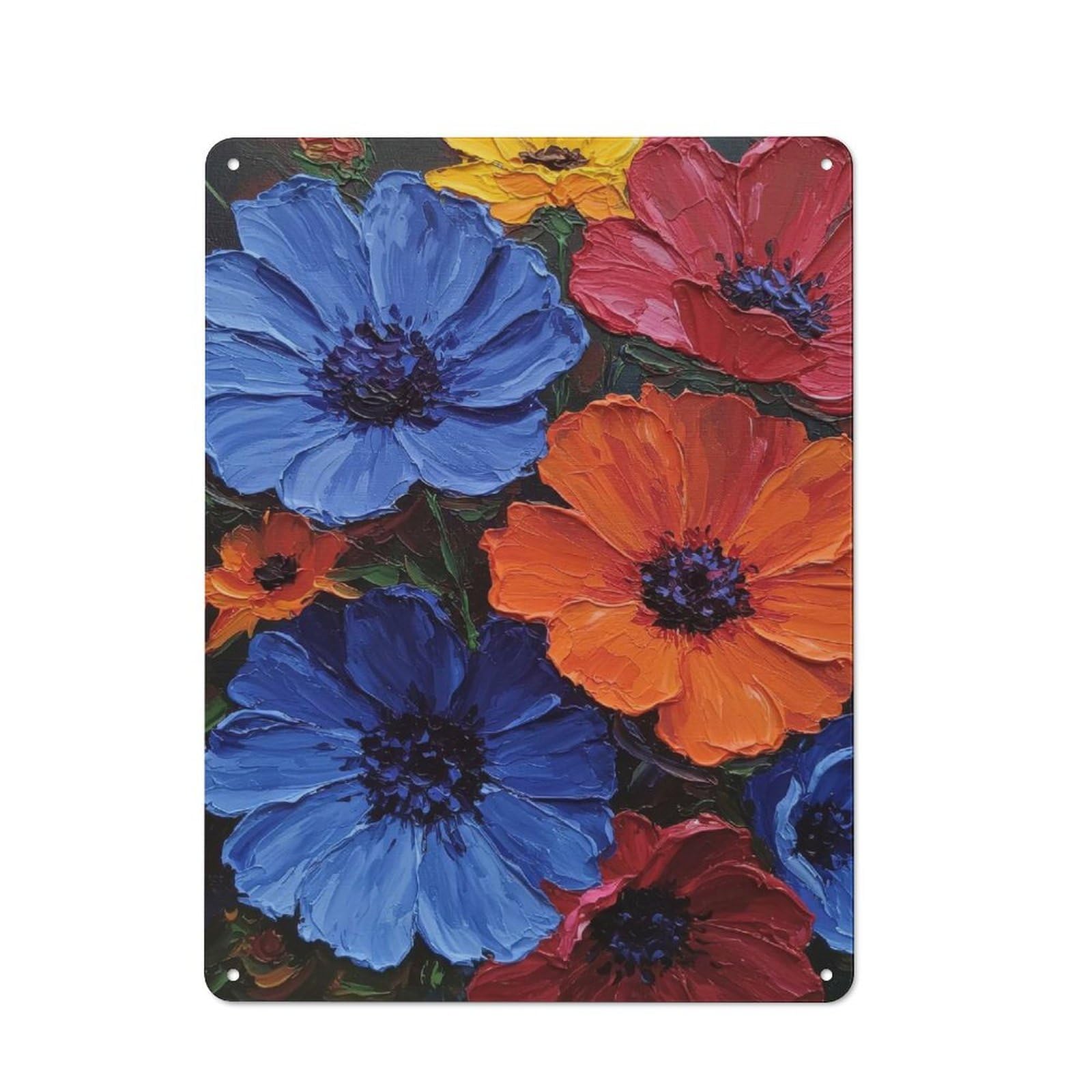 Junmoney Vibrant Flower Bouquet Rustic Tin Wall Sign 40X30cm Featuring Bistro Wall Plaque For Restaurant, Kitchen, Counter Or Breakfast Nook
