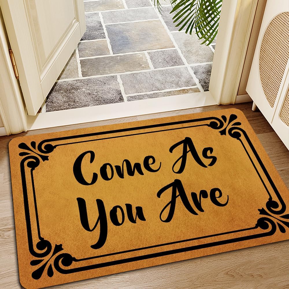 Ytanie Welcome Mats for Front Door Outdoor Entry Come As You are Doormat Non Slip Rubber Mat for Home Indoor Farmhouse Funny Kitchen Rugs Patio Full Brown