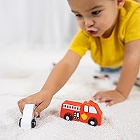 Vista 5 de Melissa & Doug - Juego de vehículos de madera en bandeja de madera (9 piezas)