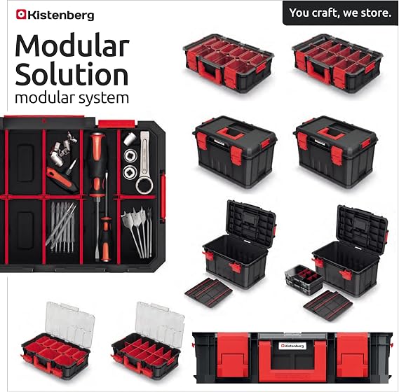 Kistenberg Modular Solution 530 x 355 x 310 mm Plastic Tool Box with 2 Dividers Load Capacity of 50 kg