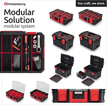 Kistenberg Modular Solution 530 x 355 x 310 mm Plastic Tool Box with 2 Dividers Load Capacity of 50 kg
