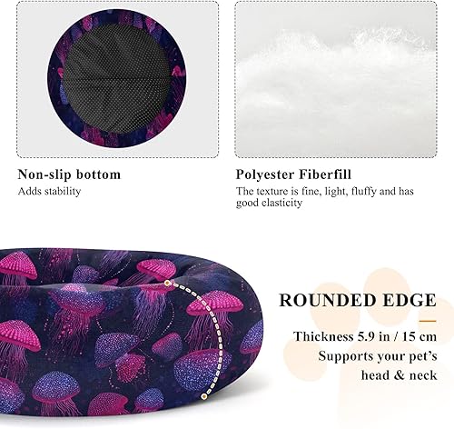 Miniatura 5 de Dreamy Polka Dot Jellyfish Pink Purple Anxiety Relief Pet Dog Beds fluffier Puppy Beds for Small Size Pets Sleeping Camas para mascotas Grandes